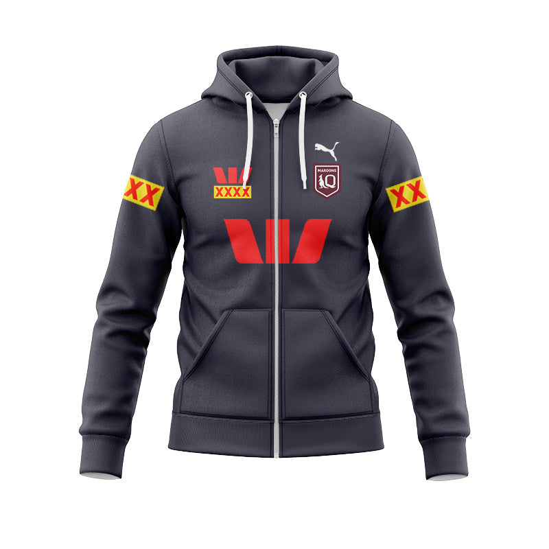 Queensland Maroons 2026 State of Origin Grey Home Replica Zip Up Hoodie