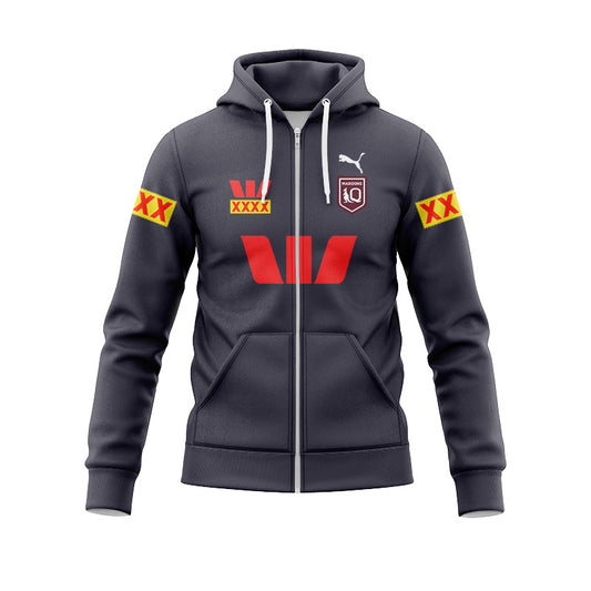 Queensland Maroons 2026 State of Origin Grey Home Replica Zip Up Hoodie