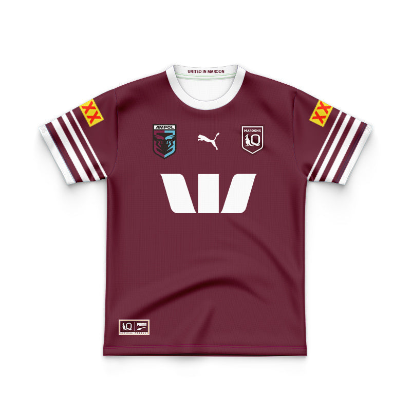 Queensland Maroons 2026 State of Origin Home Collection Replica Youth Jersey & Shorts Kit