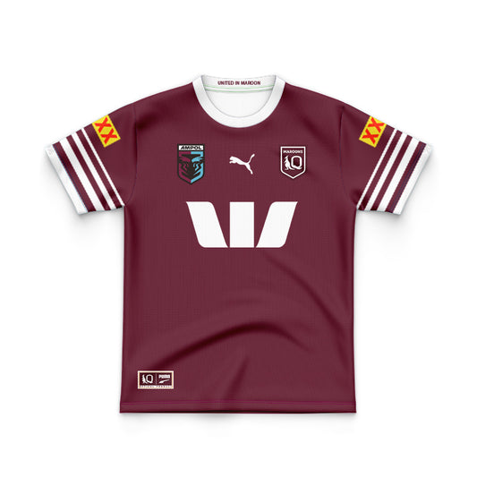 Queensland Maroons 2026 State of Origin Home Collection Replica Youth Jersey & Shorts Kit