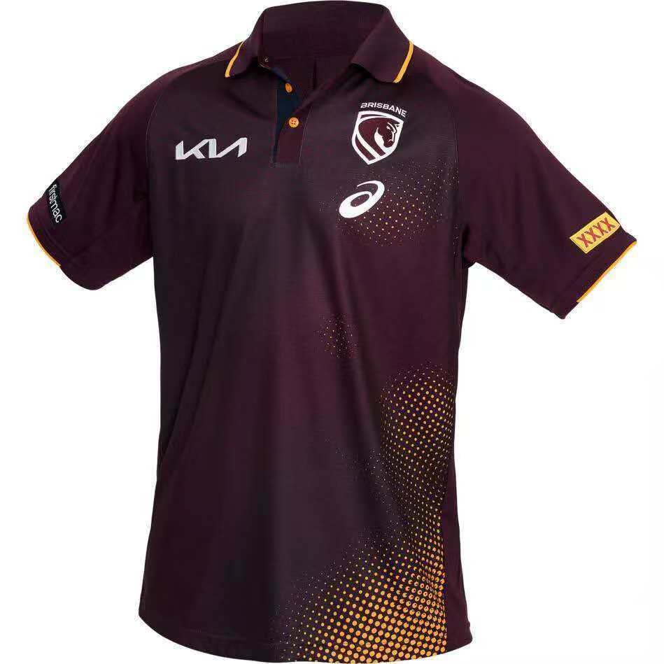 Brisbane Broncos 2026 Maroon Media Replica Polo