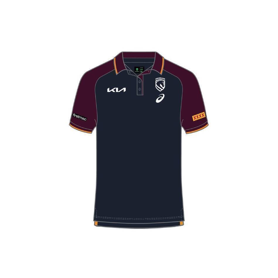 Brisbane Broncos 2026 Womens Navy Media Replica Polo