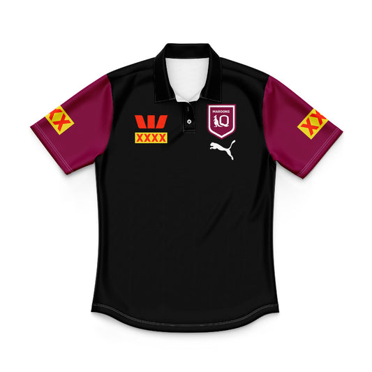 Queensland Maroons 2024 Black Media Replica Youth Polo